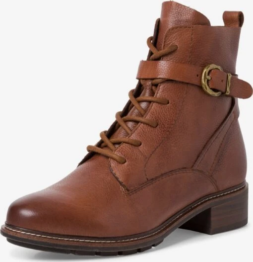 Tamaris Enkellaarsjes Veterlaarsjes Dames Cognac